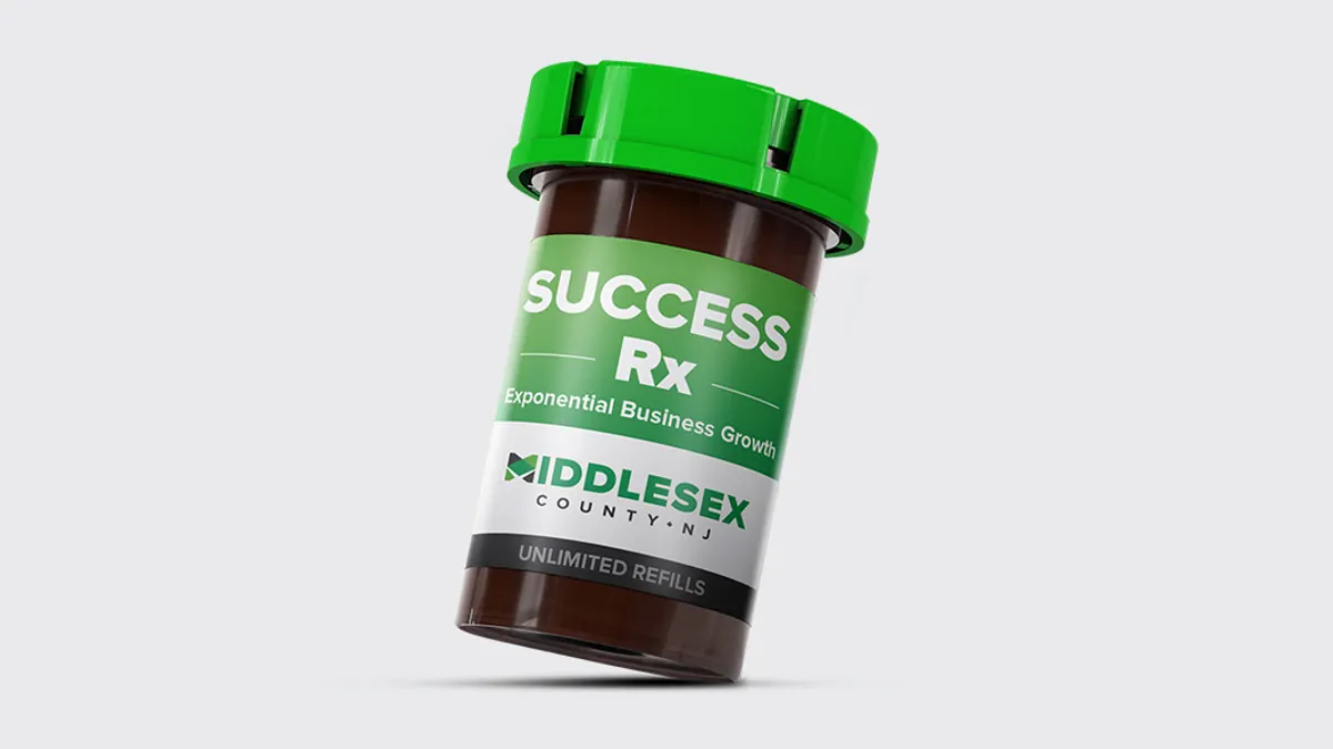 A green pill bottle with text: Success RX