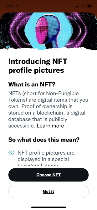 Twitter NFT profile notification