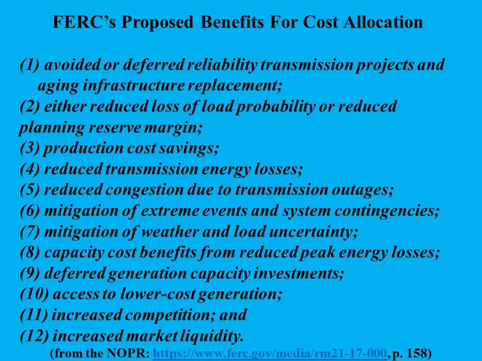 FERC's proposed benefits