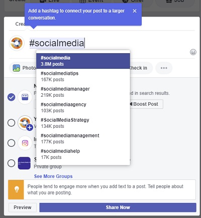Facebook hashtag stats