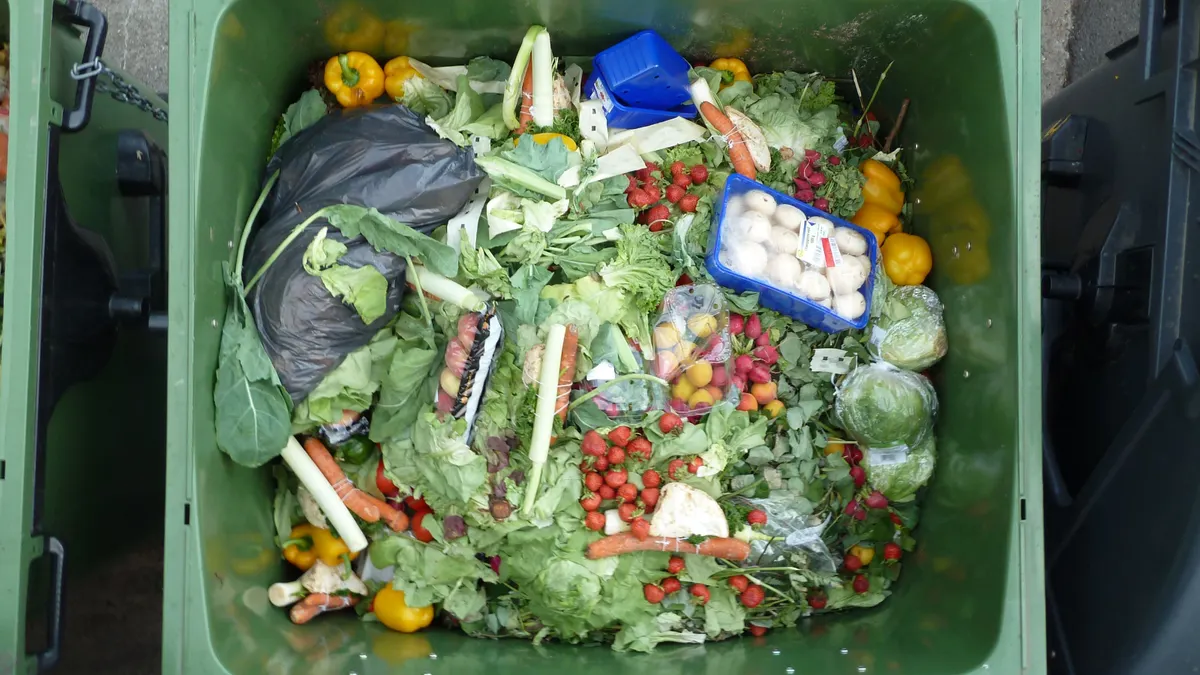 A bin full of organic food scraps