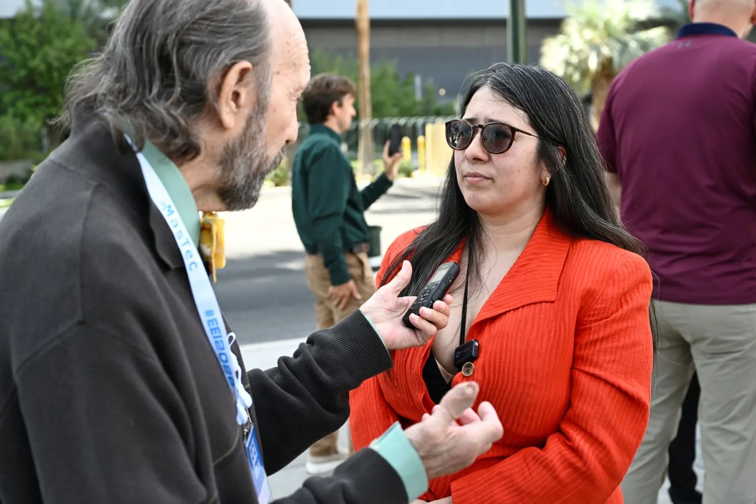 Utility Dive reporter Herman Trabish interviews Progressive Leadership Alliance of Nevada climate equity policy fellow Leslie Vega.