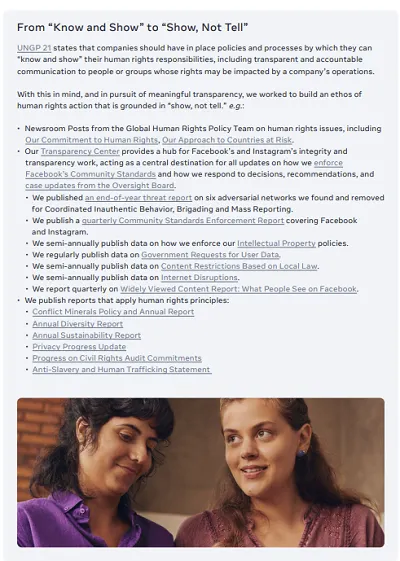 Meta human rights report