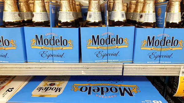Modelo beer on a store shelf