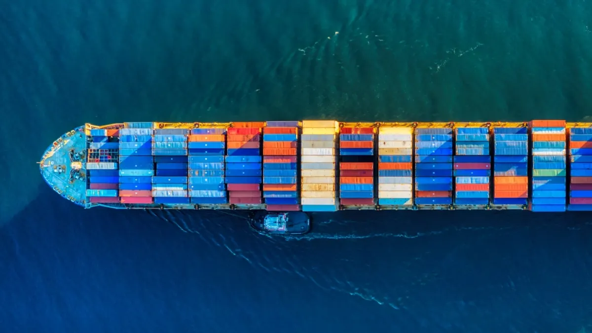 Aerial view of a cargo ship