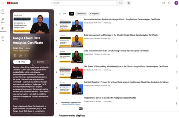 YouTube courses