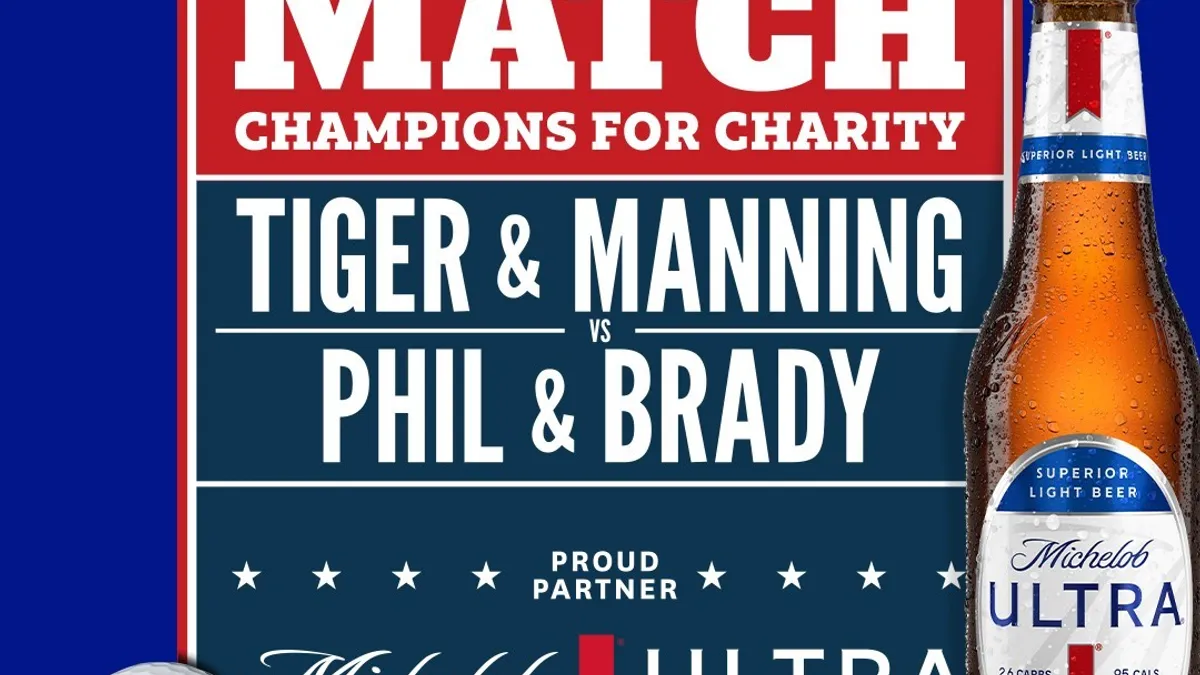 Michelob Ultra puts Peyton Manning in 'Caddyshack' to tee up live golf match