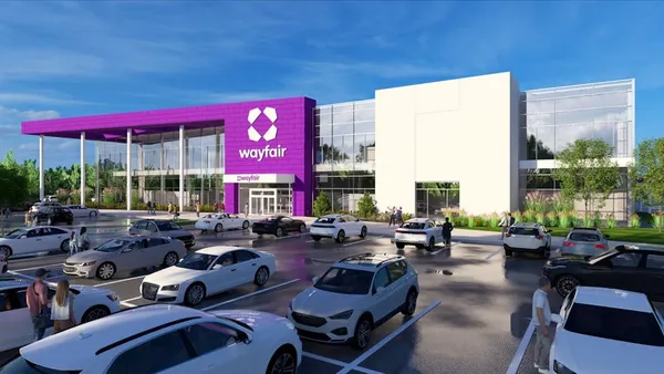 A rendering of Wayfair's store in Columbus, Ohio