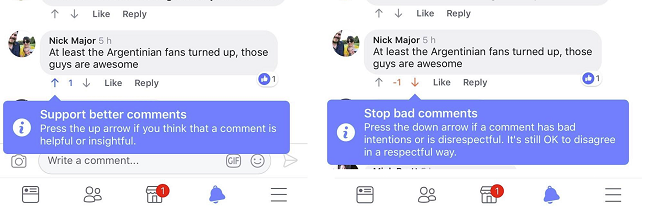 Facebook up and downvotes for comments test