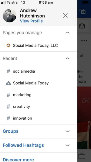 LinkedIn topics followed