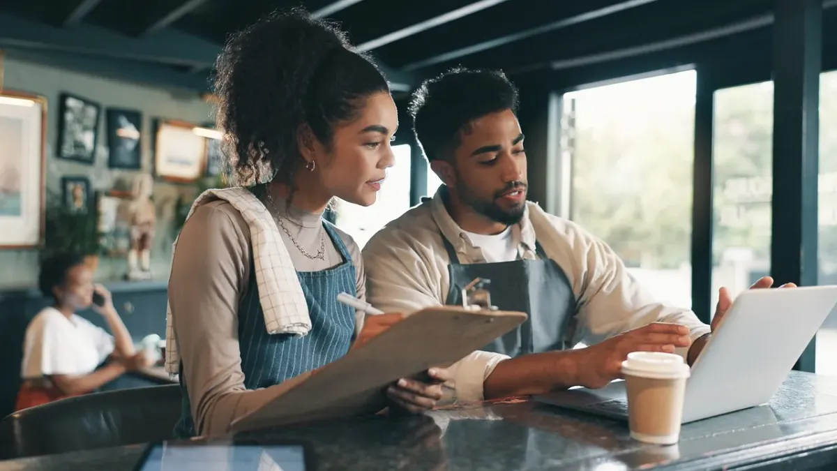 Servers working at a restaurant