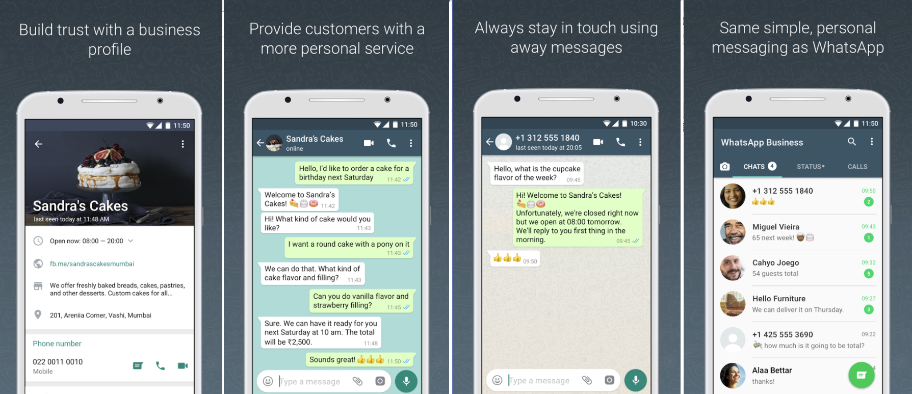 WhatsApp Business app screenshots
