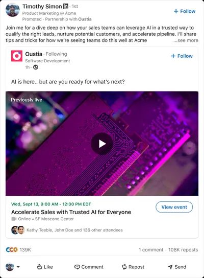 LinkedIn Thought Leader Event Ads