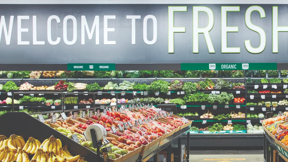 Produce section of Amazon Fresh store