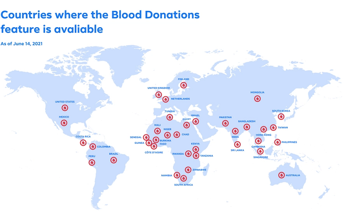 Facebook blood donations