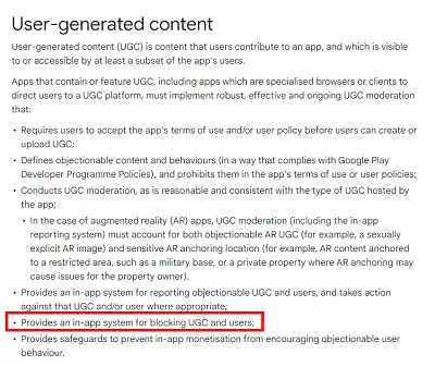 Google Play Store guidelines