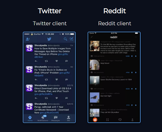 Twitter Dark Mode comparison