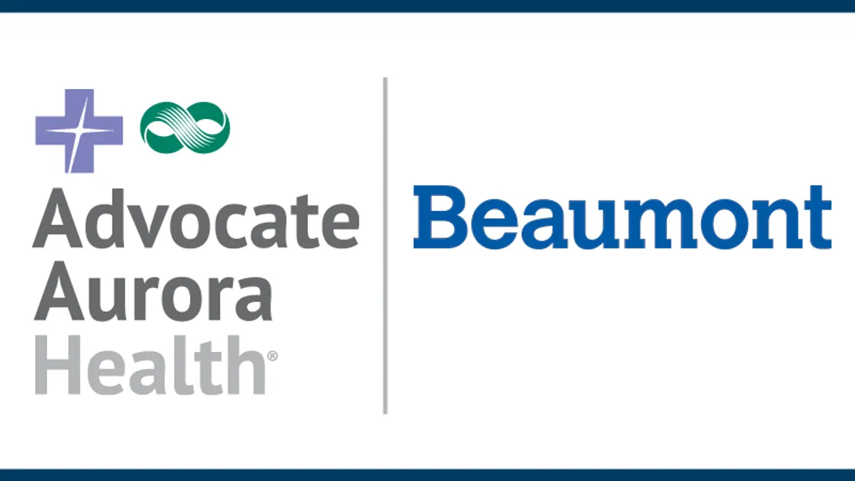 Combined logos of Advocate-Aurora Health and Beaumont Health, which signed a letter of intent June 17, 2020.