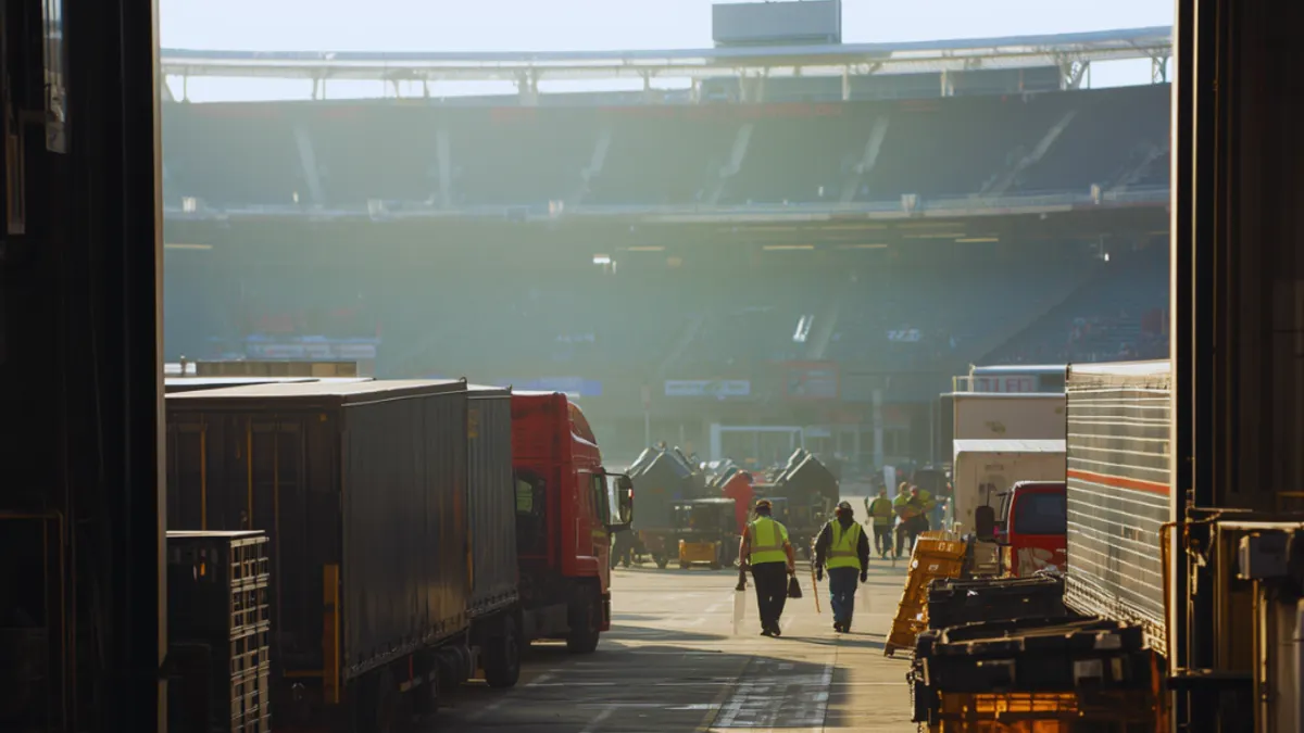A shot of a full stadium loading deck