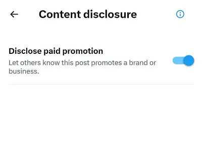 X paid promotion tags