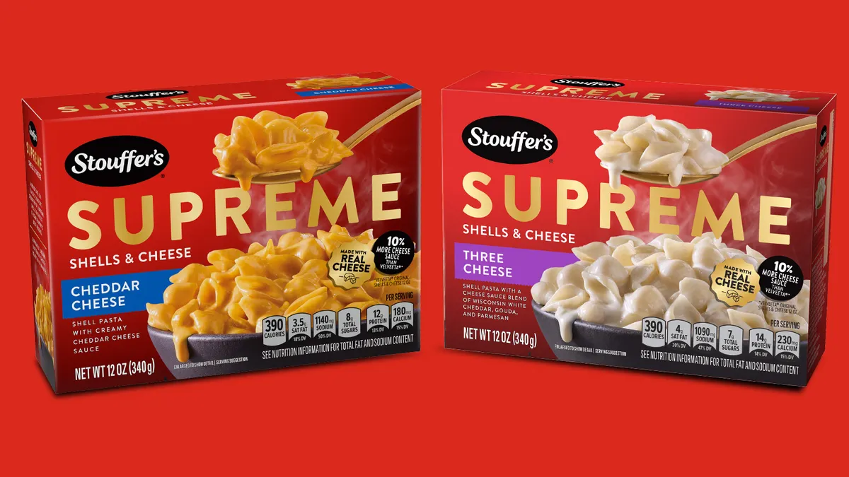 A box of Stouffer’s Supreme Shells & Cheese