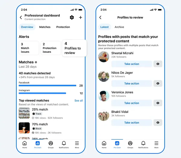 Meta original content updates