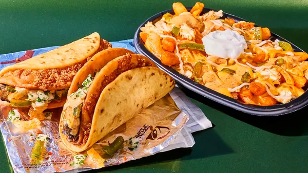 Taco Bell chalupas and nacho fries with fajita elements.
