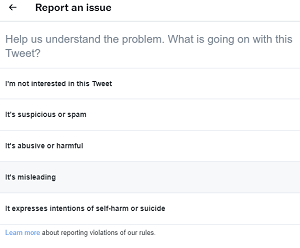 Misleading tweet report