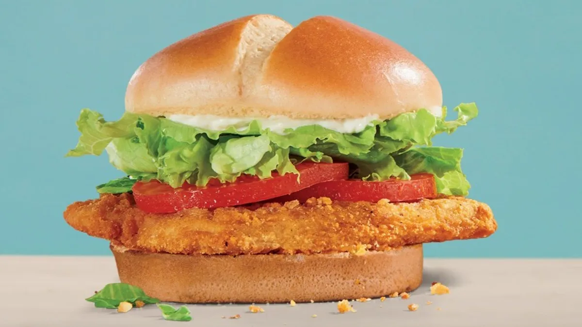 Jack in the Box's unchicken sandwich, which was an LTO during fall of 2020.