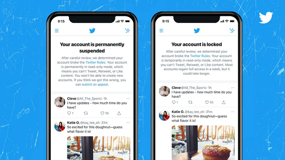 Twitter suspension notification