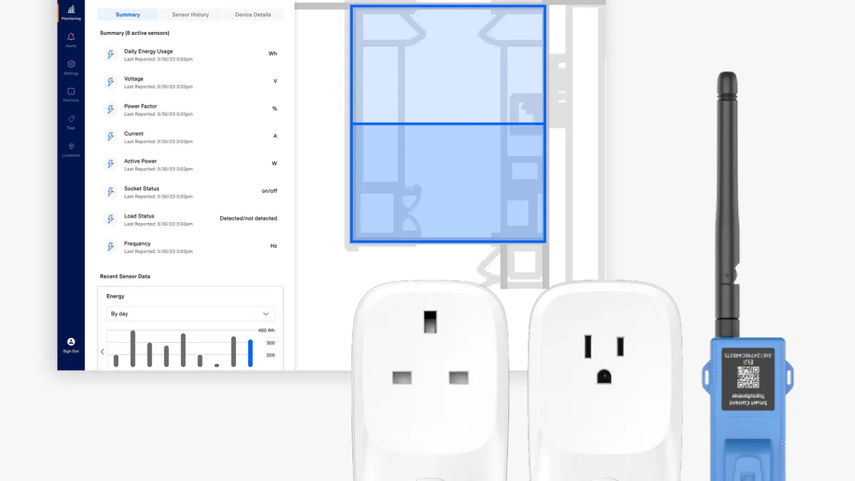 A mockup of MachineQ's power consumption solution.