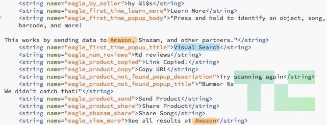 Snapchat code showing Amazon listings
