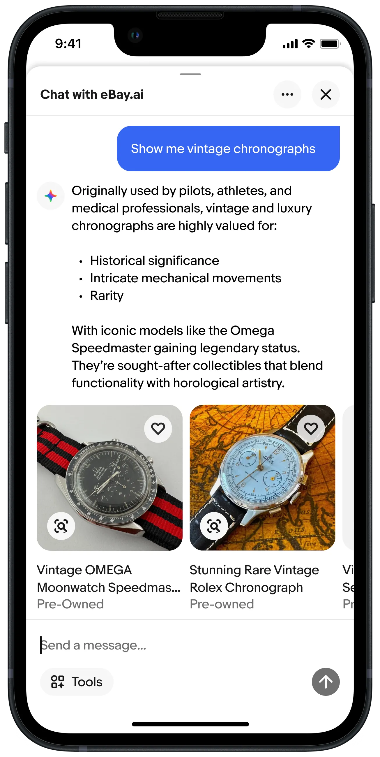 eBay's AI-powered shopping agent on a phone.