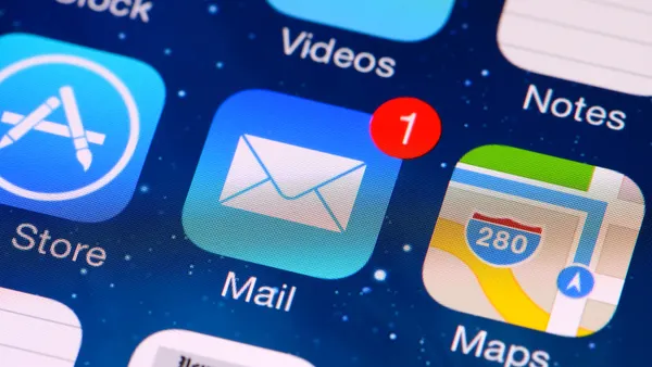 Close up shot of the applications of iPhone 5 screen.