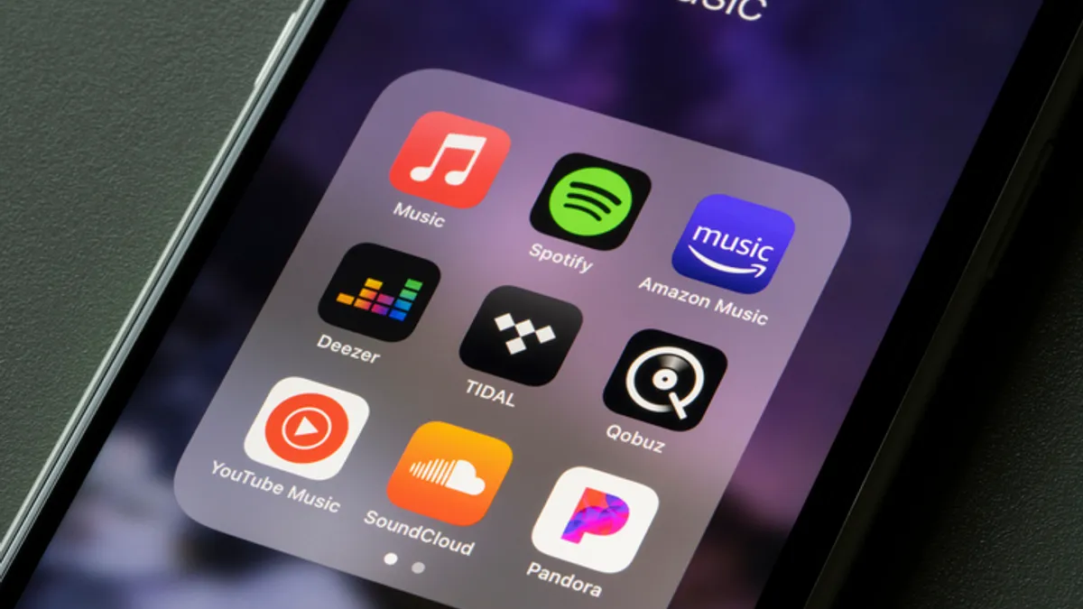 The SoundCloud app alongside a variety of other music streaming apps.