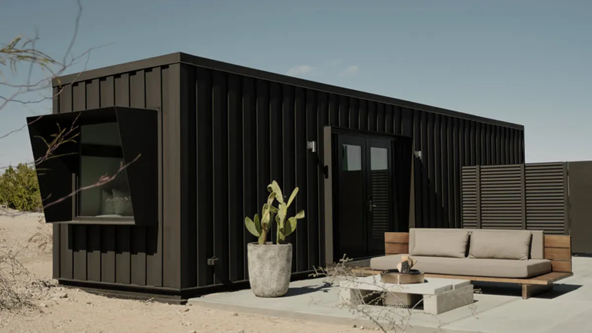 An outdoor accommodation at Reset Hotel near Joshua Tree National Park in California.