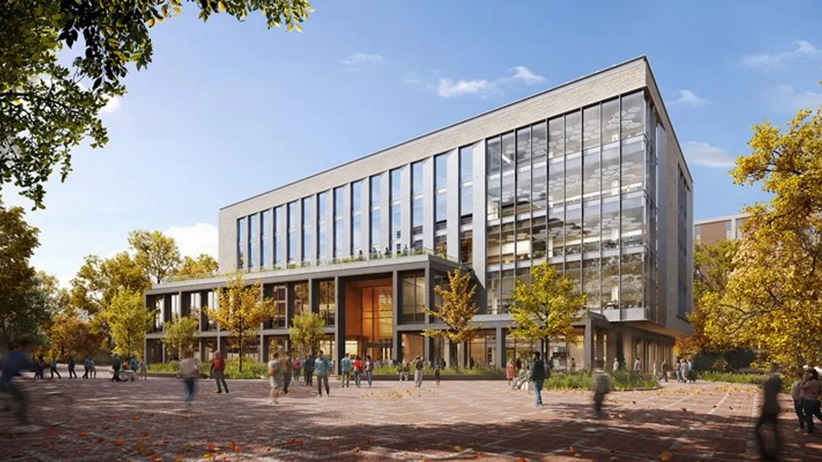 A rendering of a modern-looking higher education building.