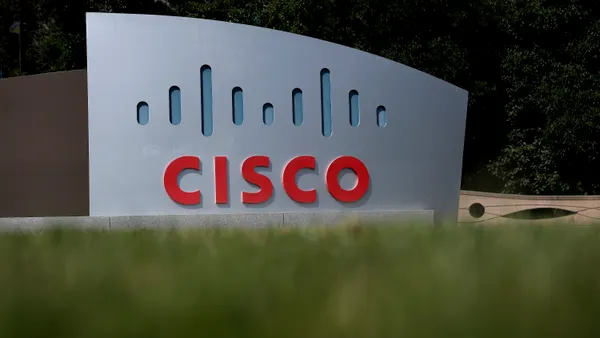 A Cisco sign is seen in front of a building the company's headquarters on Aug. 13, 2025 in San Jose, California.
