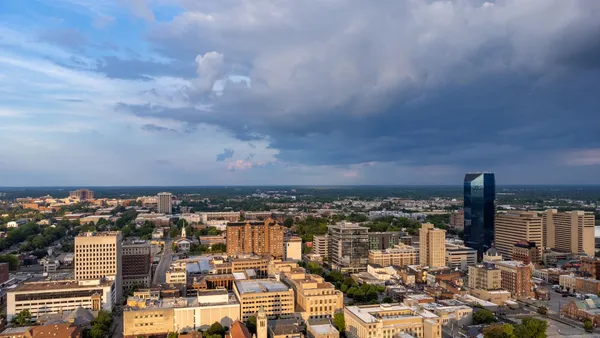 Aerial view of downtown Lexington and the campus of the University of Kentucky