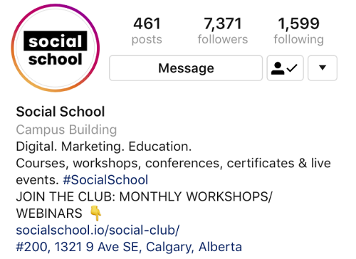 Instagram bio link example