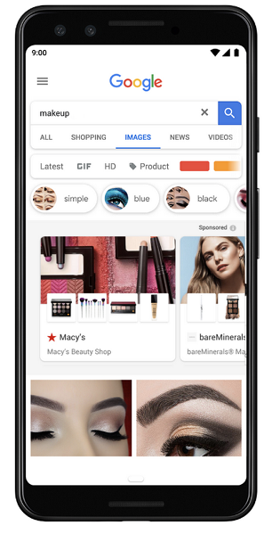 An example of Google's Showcase Shopping ads in Google Image Search