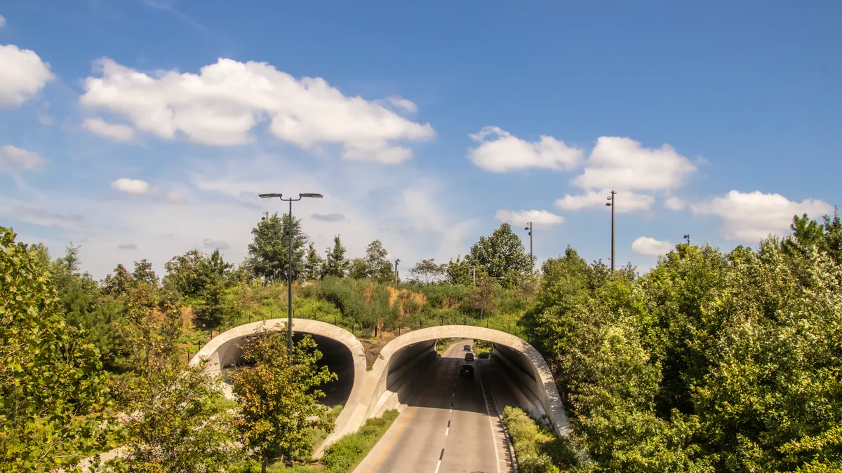 A wildlife crossing overpass in Tulsa, Oklahoma.