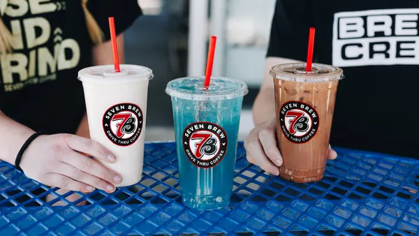 Three 7 Brew drinks on a table