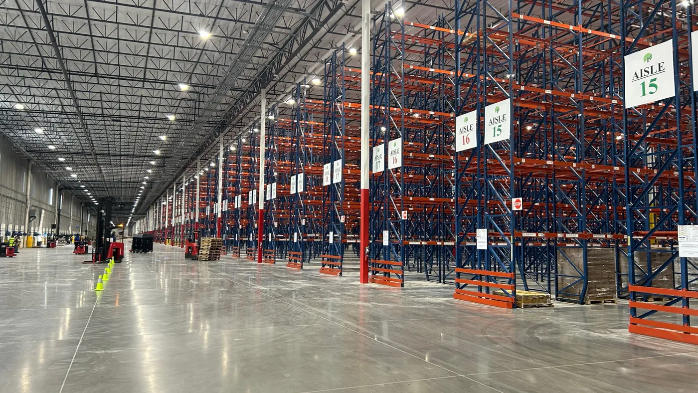 Inside a retailer's distribution center.