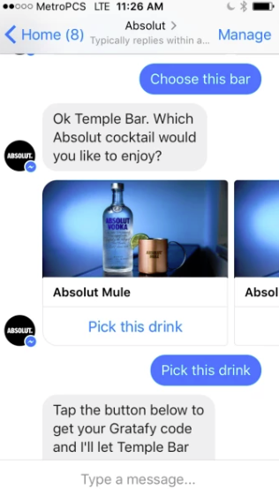 Absolut vodka chatbot