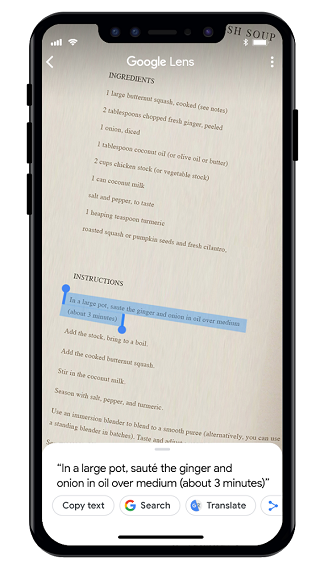 Google Lens text
