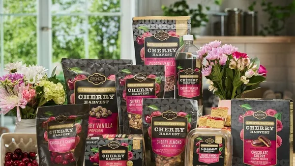 An assortment of cherry-flavored private label grocery items.