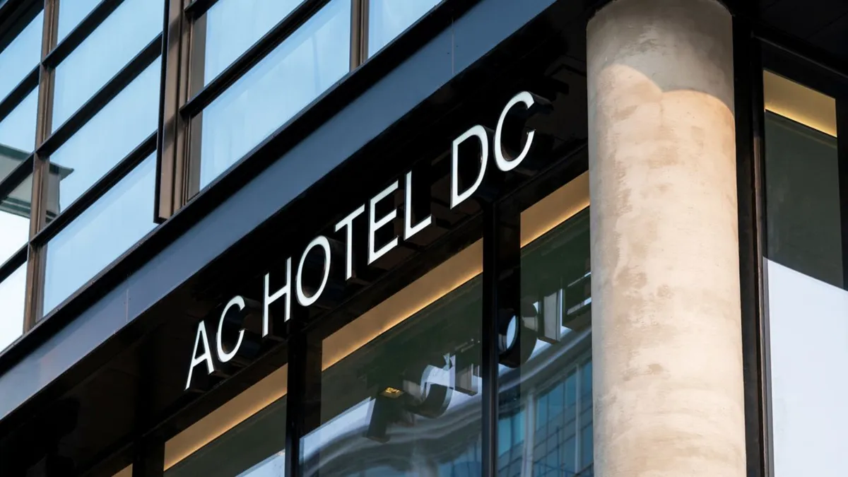 The exterior logo of the AC Hotel by Marriott Washington DC Convention Center