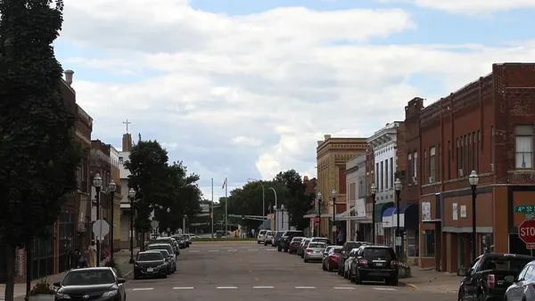 Street lined with shops.