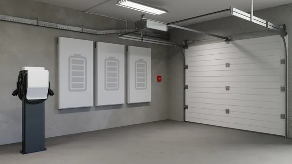 Electric Vehicle Charging Station And Home Energy Storage System In Garage